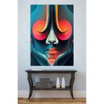 Mgi Design Neon Renkli Soyut Yüz Kanvas Tablo, Mavi Turuncu Modern Sanat, 80x120 cm, Çok Renkli, Duvar Dekoru