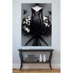 Mgi Design Siyah Beyaz Gelinlikli Kadın Figür Kanvas Tablo, Gotik Tema, Lüks Salon Yatak Odası Dekorasyon, 80x120 cm