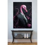 Mgi Design Takım Elbiseli Pembe Flamingo Kanvas Tablo, Pop Art, Ofis ve Genç Odası, 80x120 cm
