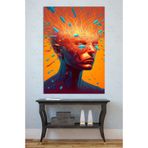 Mgi Design Turuncu Soyut Portre Kanvas Tablo, Modern Pop Art UV Baskı, 50x70 cm, Ofis Dekoru