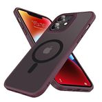 Mgnaooi iPhone 11 için Manyetik Kılıf [MIL-Grade Düşme Test Edilmiş ve MagSafe ile Uyumlu] Yarı Saydam Mat Arka, Parmak İzi Önleyici Çizilmez Darbeye Dayanıklı Telefon Kılıfı 11 Kılıf, Kırmızı
