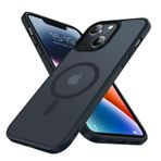 Mgnaooi iPhone 15 Plus/iPhone 14 Plus Kılıf için Manyetik Kılıf [MIL-Grade Düşme Test Edilmiştir ve MagSafe ile Uyumlu] Yarı Saydam Mat Arka, Çizilmez Darbeye Dayanıklı Telefon Kılıfı 15 cm, Siyah