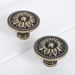 Mgoodoo 2 adet Vintage mobilya parçaları kapı tokmağı, antik bronz, mutfak dolapları, dolaplar, komodinler için, çap 32 mm
