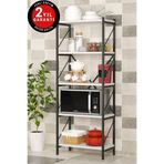 Mgr Office 5 Raflı Metal Mutfak Düzenleyici Raf Metal 5 Raflı Kitaplık Mutfak Rafı Baharatlık Beyaz 150 Cm