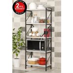 Mgr Office 5 Raflı Metal Mutfak Düzenleyici Raf Metal 5 Raflı Kitaplık Mutfak Rafı Baharatlık Beyaz