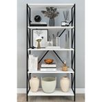 Mgr Office STONE 5 Raflı Dekoratif Kitaplık Çok Amaçlı Raf Sistemi Ofis Banyo Mutfak Kitaplık BEYAZ