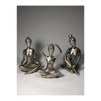 Mgs Silver 3'lü Yoga Yapan Kızlar Polyester Biblo