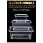 MGZ Plastik Sızdırmaz Kap 500 gr - 1000 gr - 2000 gr Kullan At Tek Kullanımlık Kapaklı Kase 10 Adet 3 Lü Set