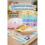 M&H 3 Bölmeli Beslenme Seti: 1 Adet Yemek Kabı + 8 Adet Islak Mendil - Pembe