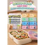 M&H 3 Bölmeli Beslenme Seti: 1 Adet Yemek Kabı, 9 Adet Kağıt Mendil ve 8 Adet Islak Mendil - Pembe