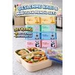 M&H 3 Bölmeli Beslenme Seti: 1 Adet Yemek Kabı ve 8 Adet Islak Mendil - Mavi