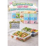 M&H 4 Bölmeli Beslenme Seti: 1 Adet Yemek Kabı + 9 Adet Kağıt Mendil + 8 Adet Islak Mendil - Beyaz