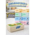 M&H Beslenme Set: 1 Adet Beslenme Kabı ve 8 Adet Islak Mendil - Bej