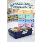 M&H Beslenme Set: 1 Adet Beslenme Kabı ve 8 Adet Islak Mendil - Lacivert
