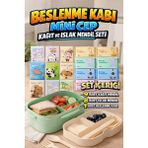 M&H Beslenme Seti Büyük Paket, 1 Adet Yemek Kabı, 8 Adet Islak Mendil ve 9 Adet Kağıt Mendil - Beslenme Seti - Yeşil