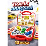 M&H Çantalı Oyuncak Araba Seti – 13 Parça Trafik & Yarış Araç Seti | Çocuklar İçin Eğitici Oyun Seti