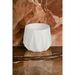 MH Mini Hediye Dekoratif Beyaz Beton Saksı Kaktüs Sukulent Bambu Çiçek Saksısı 22 cm