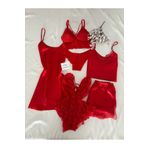 MH Moony Homewears Kutulu Hotpointer Altılı Saten Pijama Gecelik İç Giyim Çeyiz Seti