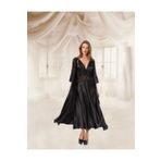 MH Moony Homewears Siyah Saten Lüks Uzun Gecelik Sabahlık Çeyiz Seti