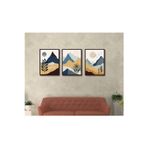 M&H Quality 3’Lü Mdf Tablo Seti 20X30 Cm Modern Dağ Manzara Duvar Dekoru | Uv Baskı Bohem Minimal