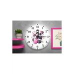 M&H Quality 4985225882 Kız Çocuk Odası İçin Pembe Panda Tasarımlı Sessiz Duvar Saati