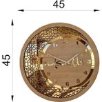 M&H Quality Ahşap ve Aynalı Yuvarlak Duvar Saati Sessiz Mekanizma ile Dini Tema