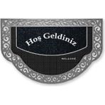 M&H Quality Dekoratif Dış Kapı Yıkanabilir Toz Alıcı Halı Kapı Önü Paspası Hoş Geldiniz Yazılır Yıkanabilir Kaymaz Taban - Gümüş - 45 x 70 cm