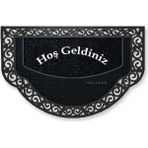 M&H Quality Dekoratif Dış Kapı Yıkanabilir Toz Alıcı Halı Kapı Önü Paspası Hoş Geldiniz Yazılır Yıkanabilir Kaymaz Taban - Siyah - 45 x 70 cm