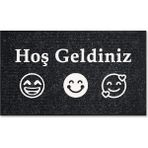 M&H Quality Dekoratif Nem Alıcı Toz Alıcı Siyah Kapı Önü Paspası Iç ve Dış Kapı Paspası Halı Paspas Lux - 45 x 70 cm