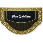 M&H Quality Dekoratif Siyah Kapı Önü Paspası Hoş Geldiniz Yazılır Yıkanabilir Toz Alıcı Halı Kapı Önü Paspası - Gold - 45 x 70 cm