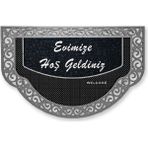 M&H Quality Dekoratif Siyah Kapı Önü Paspası Hoş Geldiniz Yazılır Yıkanabilir Toz Alıcı Halı Kapı Önü Paspası - Gri - 45 x 70 cm