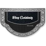 M&H Quality Dekoratif Siyah Kapı Önü Paspası Hoş Geldiniz Yazılır Yıkanabilir Toz Alıcı Halı Kapı Önü Paspası - Gümüş - 45 x 70 cm
