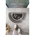 M&H Quality Dekoratif Yarım Ay Versace Model Kapı Önü Paspası Yıkanabilir Toz Alıcı Halı - 45 x 70 cm - Gümüş