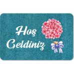 M&H Quality Dijital Baskılı Kapı Önü Paspas Çiçek Desenli Hoş Geldiniz Yazılır Ev Içi ve Dışı Banyo Mutfak Çocuk Odası Için kullanılabilir 45X70 - Siyah - Beyaz - 45 x 70 cm