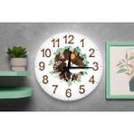 M&H Quality Doğa Kuşu Tasarımlı Sessiz Mekanizmalı Mdf Duvar Saati – 40X40 cm