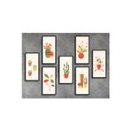 M&H Quality Modern Bohem Botanik 7’Li Tablo Seti – 20X10 Cm (Krem, Yeşil, Turuncu Tonlar)