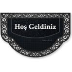 M&H Quality Yarım Ay Modeli Hoş Geldiniz Yazlı Kapı Önü Paspası Siyah Rengi Nem Alıcı Yıkanabilir - 45 x 70 cm