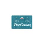 M&H Quality(192) Dijital Baskılı kapı önü paspas Hoşgeldiniz Yazılı Çiçek Desen ve kedi Iç ve Dış Kapı Yıkanabilir mavi 45 x 70