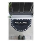 M&H Quality(239) Yarım Ay Modeli Welcome Yazlı Kapı Önü Paspası Dekoratif Dış Kapı Yıkanabilir Toz Alıcı Halı Siyah 45 x 70