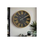 M&H Quality(453) Altın ve Siyah Rengi Roma Rakam UV Baskılı Duvar Saati sessiz Akar mekanizma Siyah 40 x 40