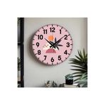 M&H Quality(476) Dekoratif Türkçe Rakamlı UV Baskılı Duvar Saati (Sessiz) Akar Mekanizma Metal Akrep Yelkovan Pembe 40 x 40