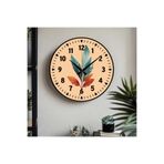 M&H Quality(496) kelebek desenli Dekoratif Türkçe Rakamlı UV Baskılı Duvar Saati (Sessiz) Akar Mekanizma Metal Akrep Turuncu 40 x 40