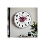 M&H Quality(501) Çiçek desenli Dekoratif Türkçe Rakamlı UV Baskılı Duvar Saati (Sessiz) Akar Mekanizma Metal Akrep Bordo 40 x 40