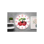 M&H Quality(517) Kiraz Desenli Duvar Saati – Çocuk Odası Dekoratif Sessiz Mekanizma 40 cm Bordo 40 x 40