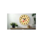 M&H Quality(539) Dekoratif Türkçe Rakamlı UV Baskılı Duvar Saati (Sessiz) Akar Mekanizma 40CM Metal Akrep Yelkovan Sarı 40 x 40