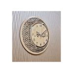 M&H Quality(544) Ahşap ve Aynalı Allah-muhammed Motifli Normal Rakamlı Duvar Saati Gümüş 40 x 40