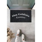 M&H Quality(8) Balkon Ve Iç Dış Kapı Yıkanabilir Nem Alıcı Toz Alıcı Halı Kapı Önü Paspası Türkçe hoş geldiniz açık grİ 45 x 75