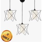 MHK Collection 3 Adet Siyah Metal Beyaz Mika Camlı Salon Mutfak Banyo Yatak Odası Çocuk Odası Antre Avize