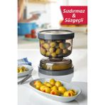 MHK Collection Kum Saati Süzgeçli Zeytinlik - Zeytin Turşuluk Saklama Kabı - Füme