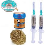 MHM Mechanic Krem Lehim 138°C Sn 42GR Havya Uç Temizleme Flux Lehim Toplama CP-3515 Lehim Emme Teli 3,5 mm SET05